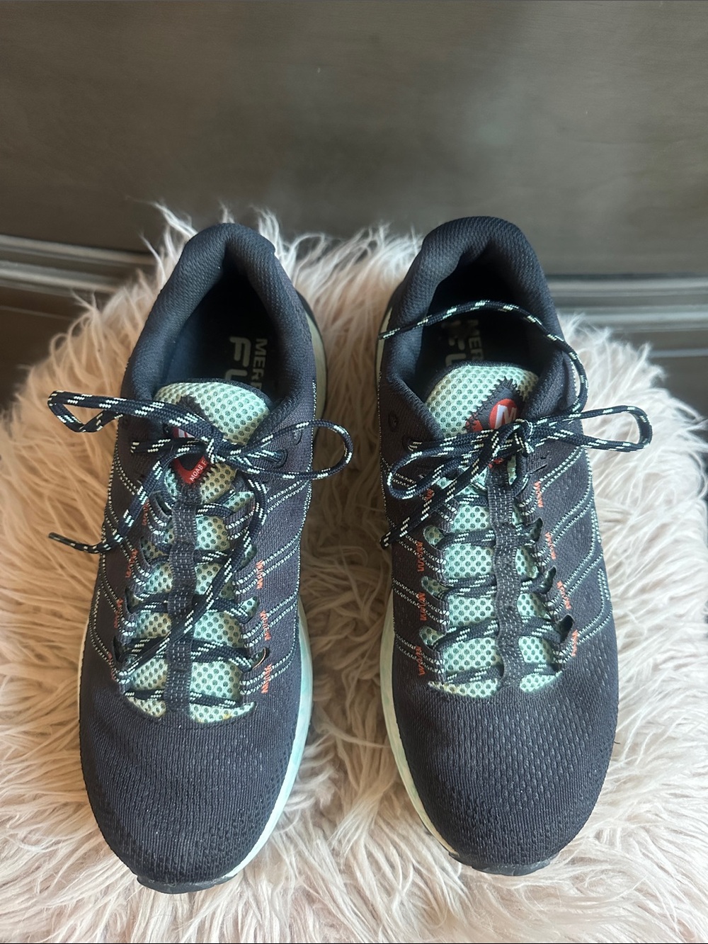 Merrell Black Sneakers with Mint and Orange Accents